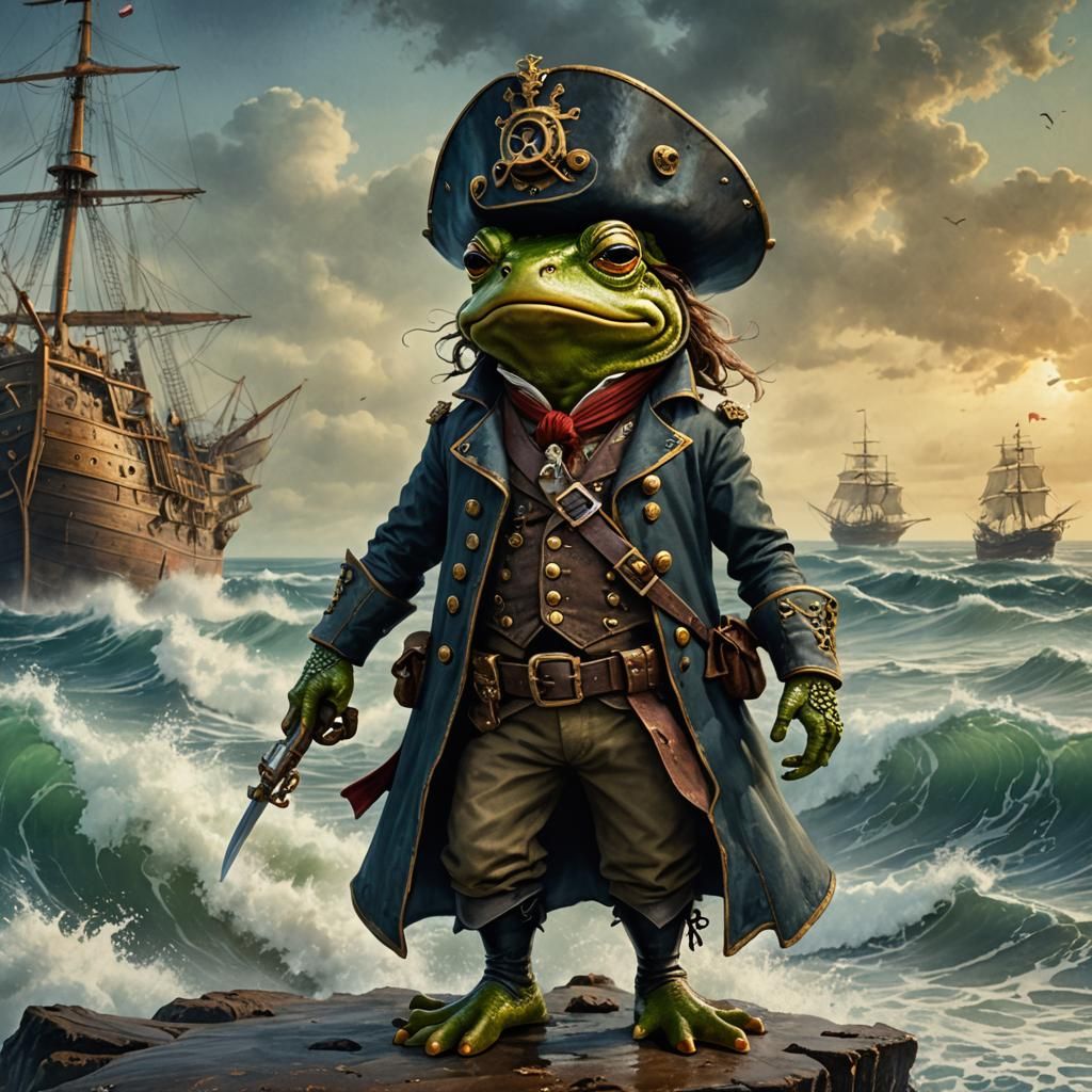 Captain Frog the Pirate ☠️🐸🏴‍☠️ - AI Generated Artwork - NightCafe Creator