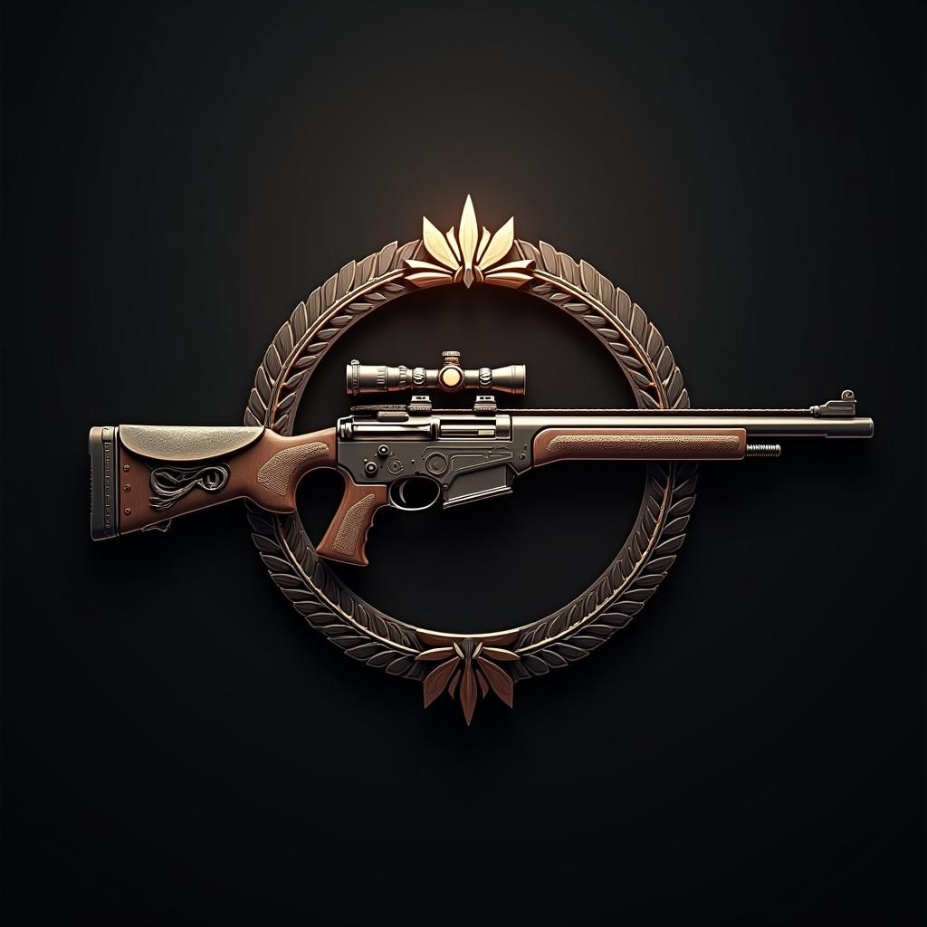 Realistic logo for air rifle shooter channel in a highly detailed 3D anime art style inspired by Aryabhata, art styling of lead concept arti...