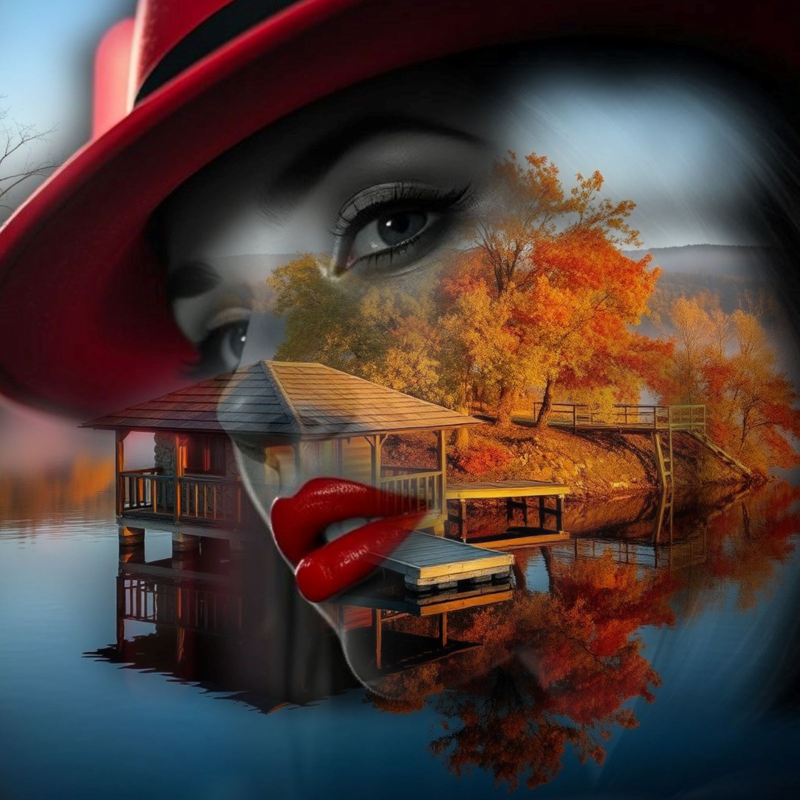 A breathtaking image of a secluded, rustic wooden boathouse