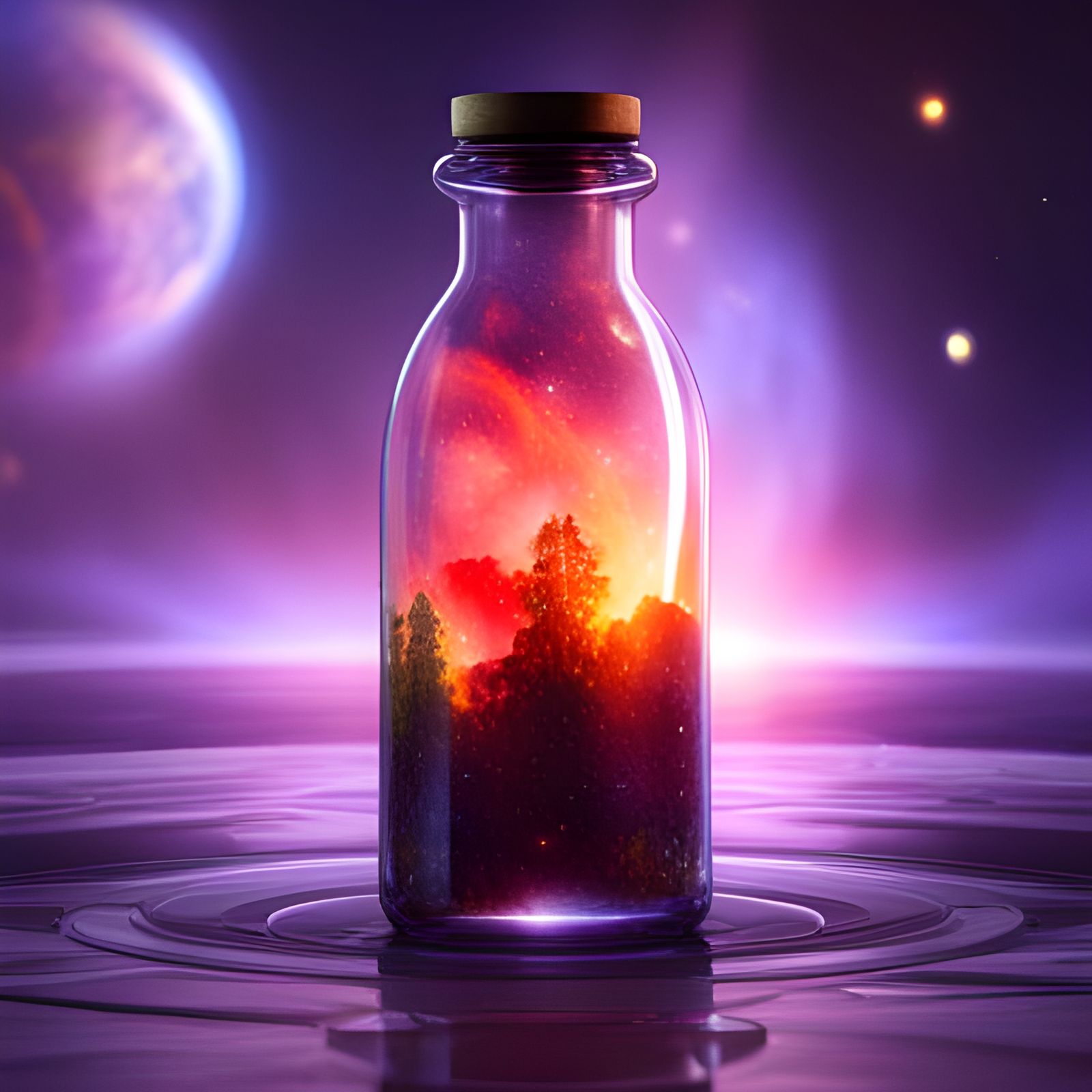 Worlds within bottles, the cosmic explosion. - AI Generated Artwork ...