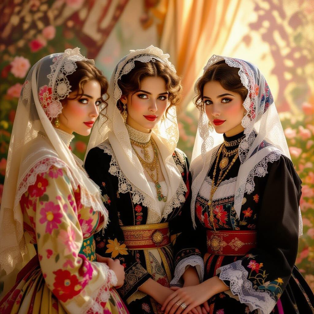 Romantic Ultra-Orthodox Women in Pre-Raphaelite Style