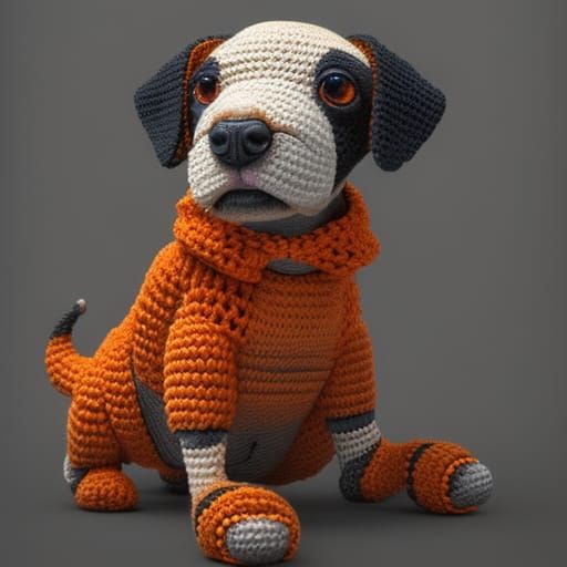 a puppy crocheted out of yarn AI Generated Artwork NightCafe Creator