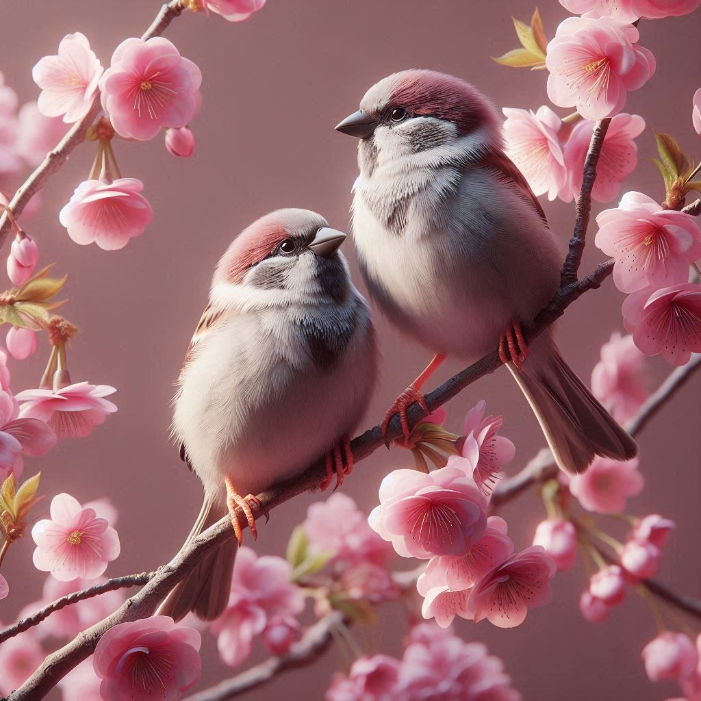 Birds on Sakura Branch