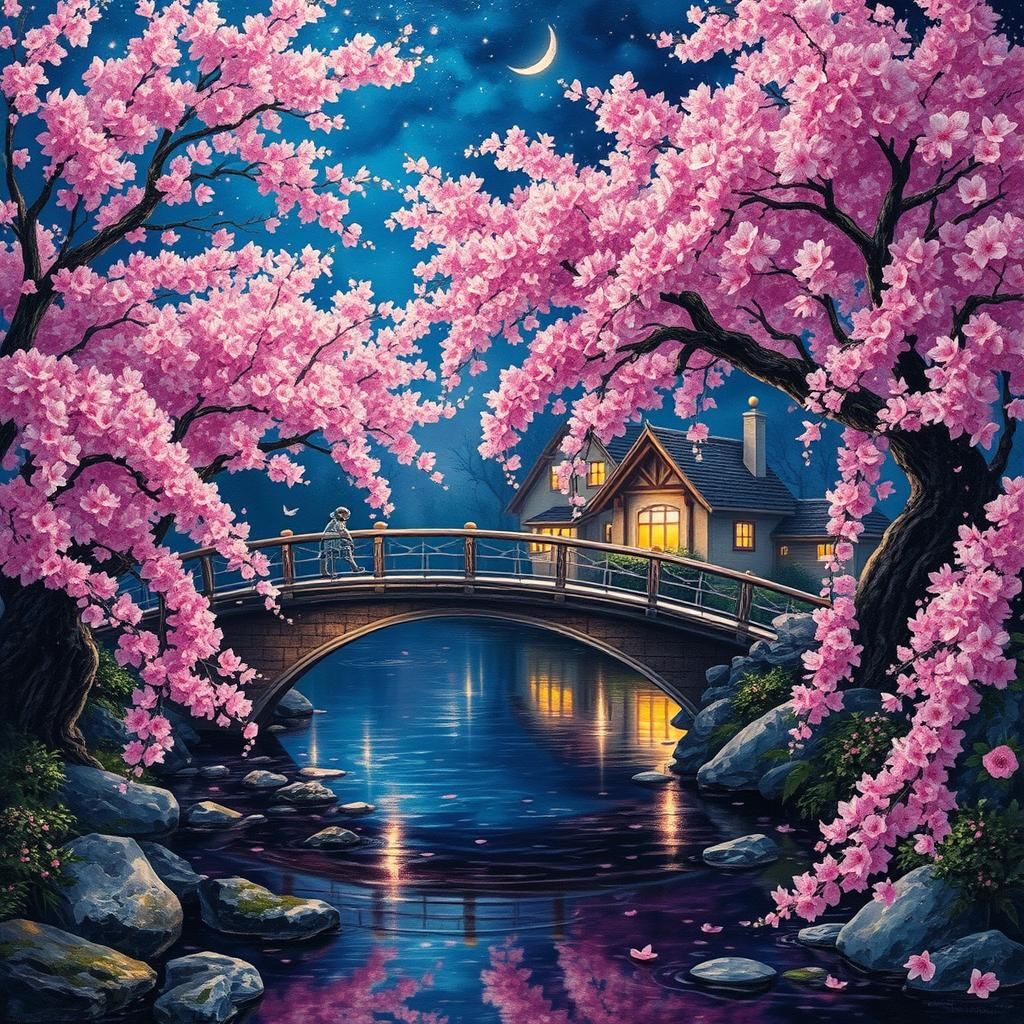 Fairy cherry blossom bridge