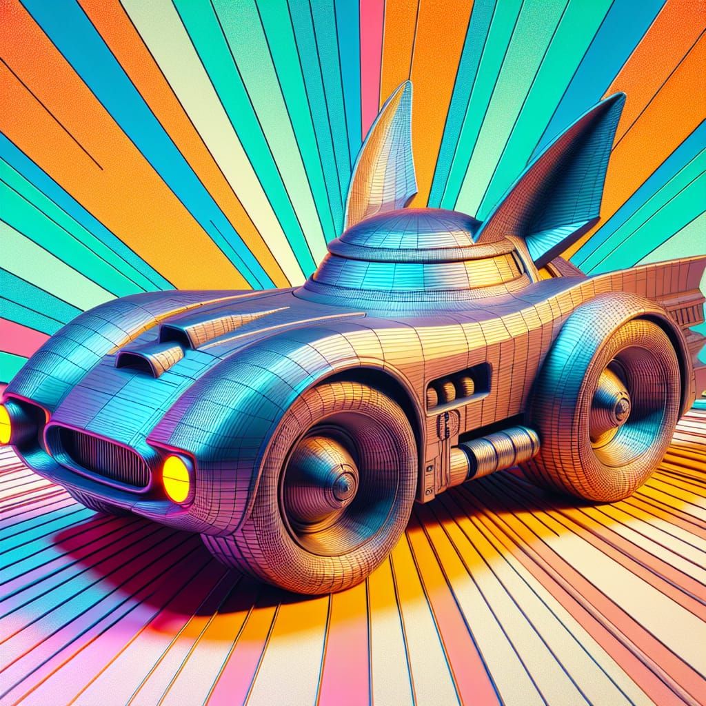 Car shaped like a cat with pointed ears