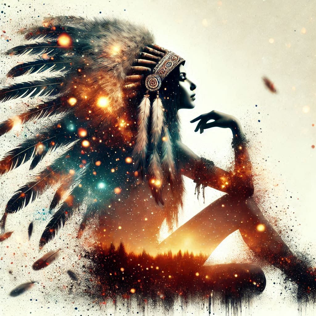 double exposure beautiful fantasy portrait landscape..