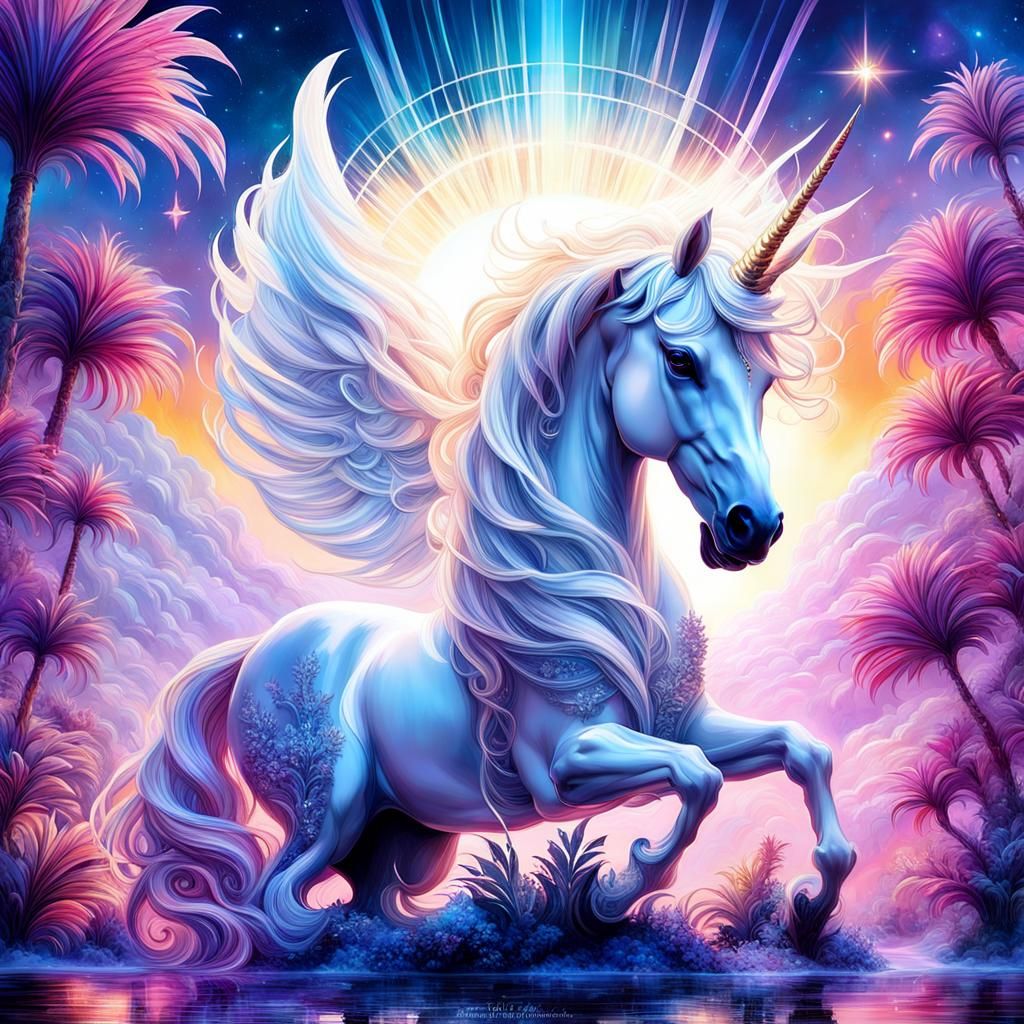 Unicorn, pet of the Gods - AI Generated Artwork - NightCafe Creator