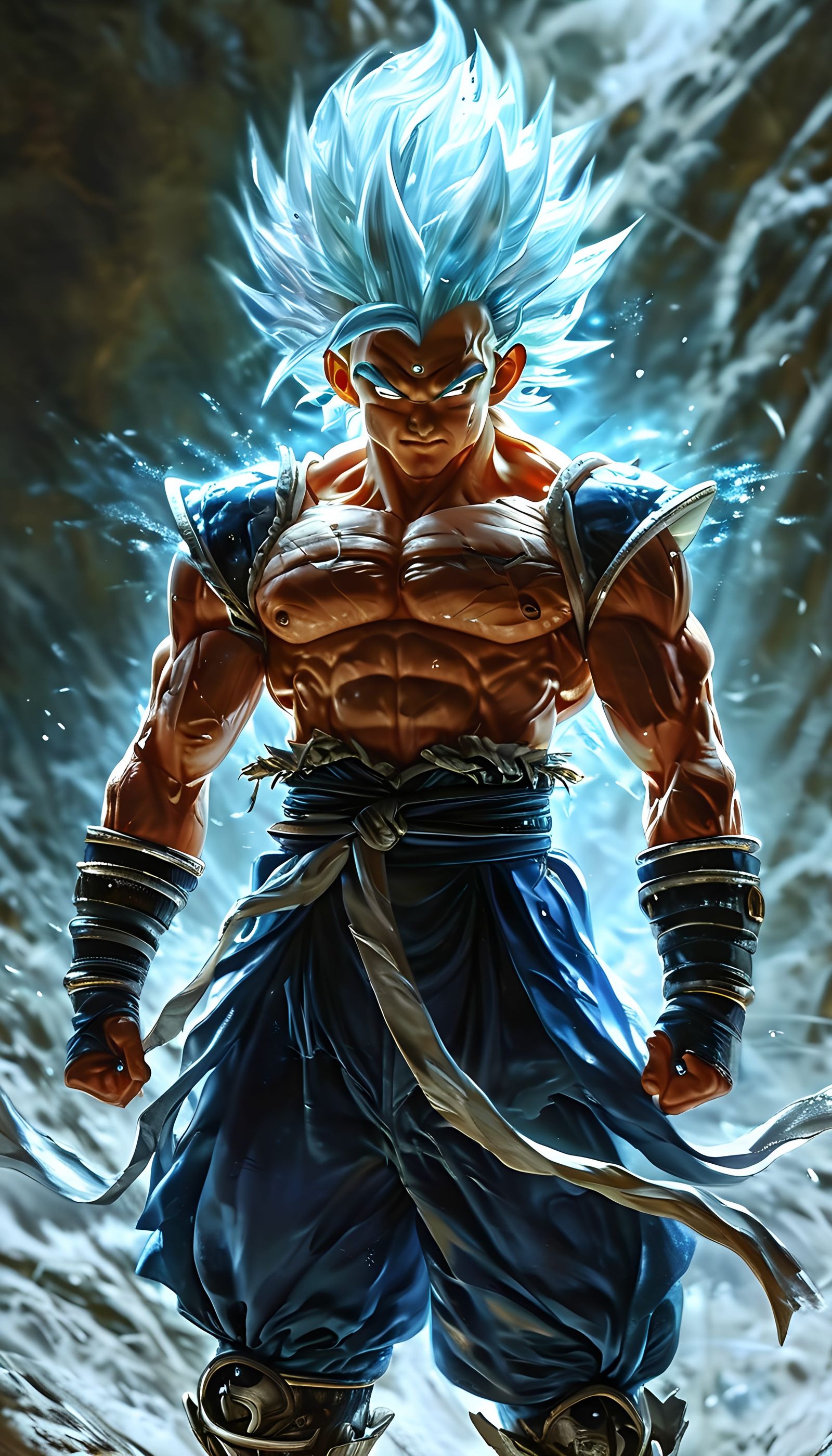 A transcendent warrior, the ultimate fusion of Goku and Vege...