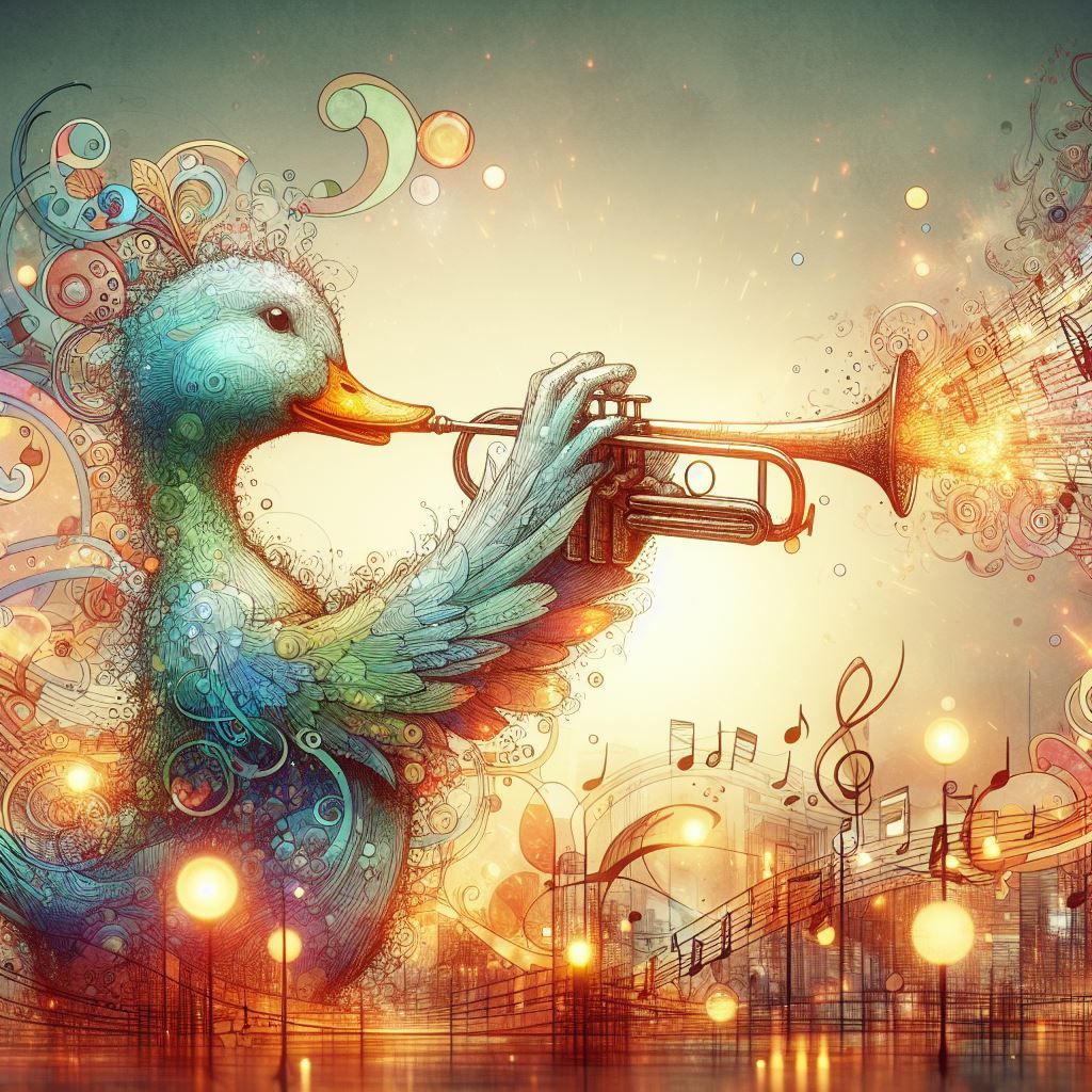 Duck playing a Trumpet