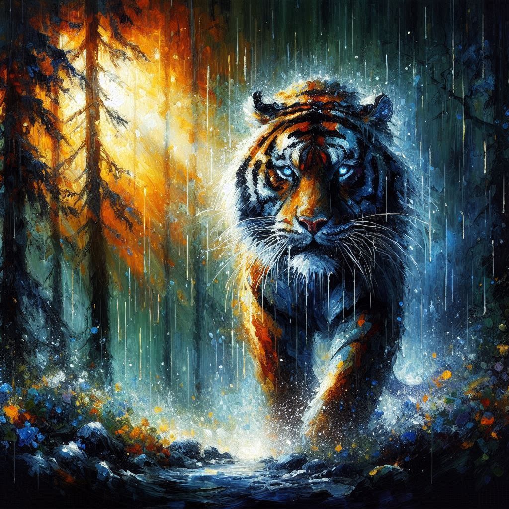 Tiger in rain forest