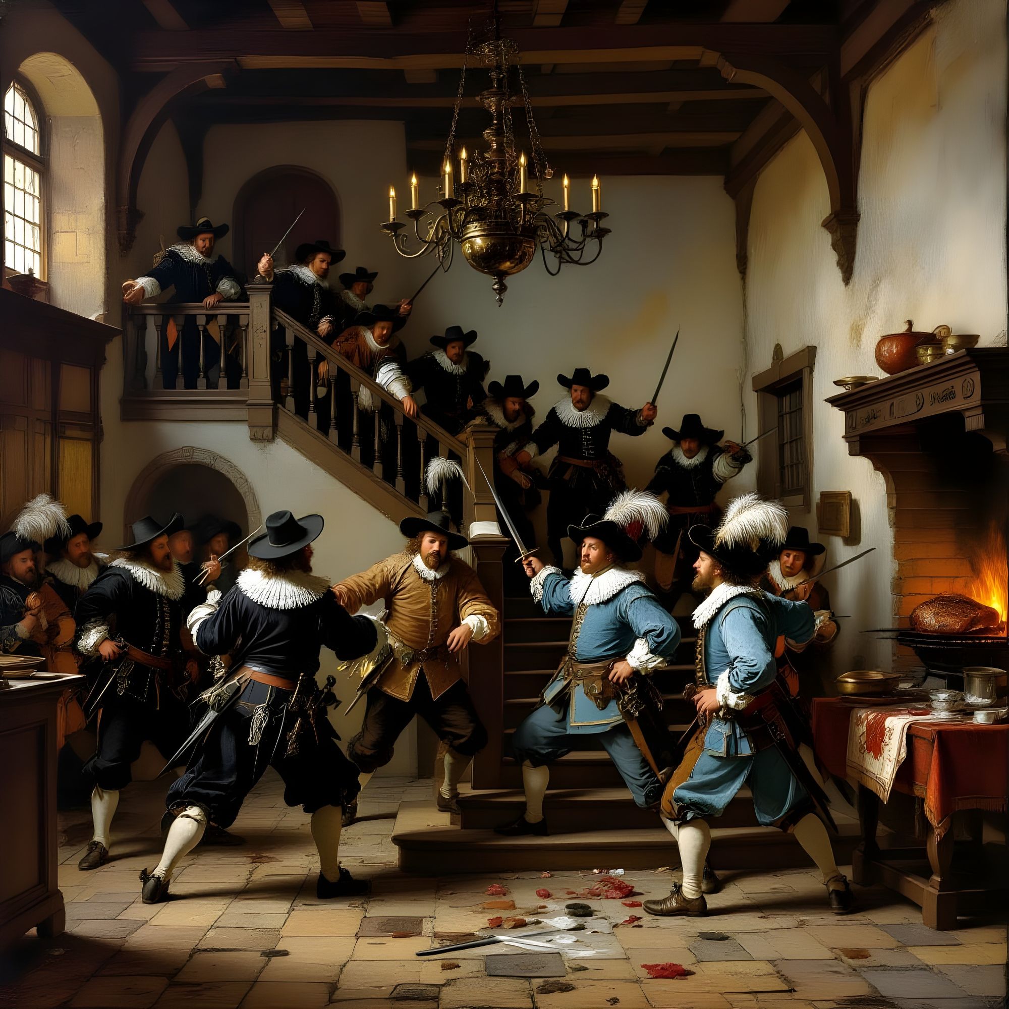 Musketeers at the tavern