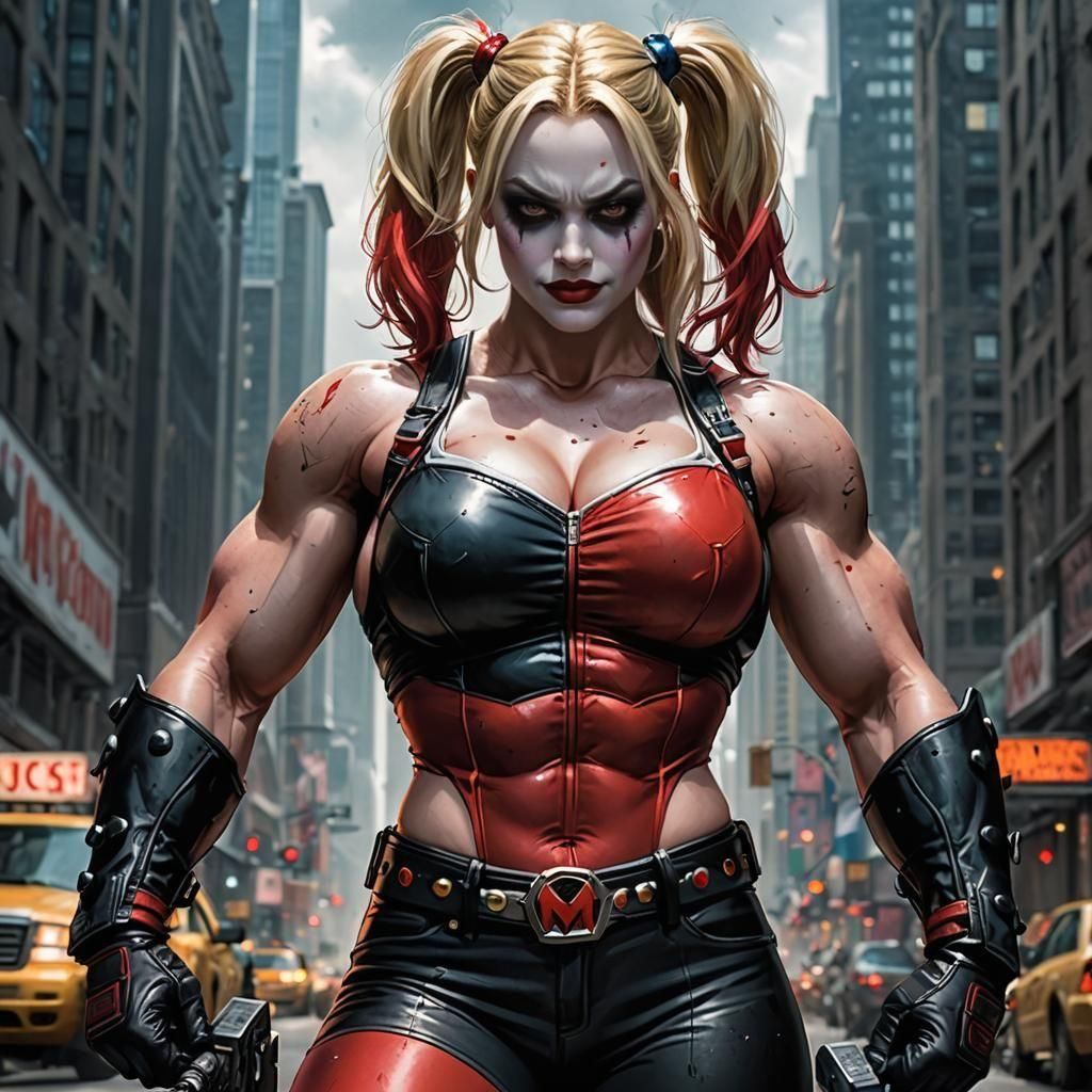 Muscle Mommy Harley Quinn - AI Generated Artwork - NightCafe Creator