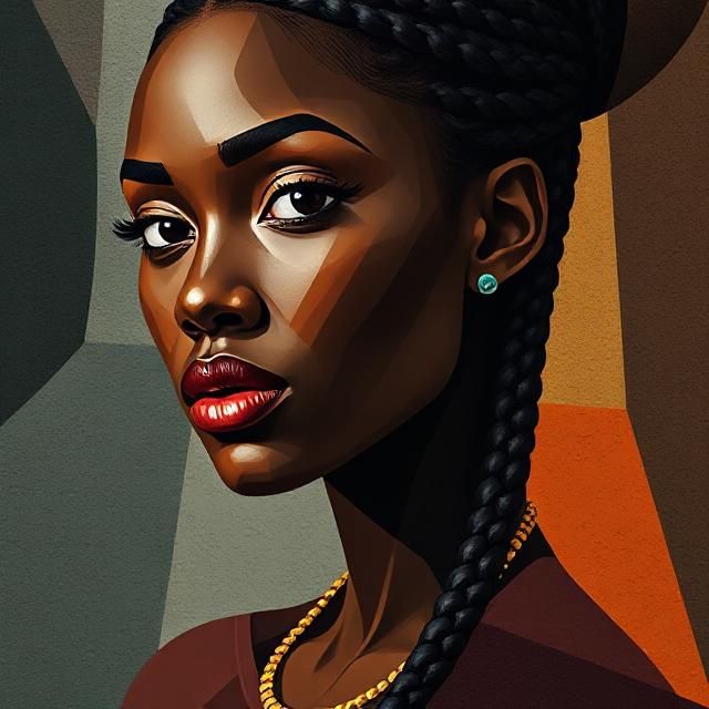 PORTRAIT OF A  BEAUTIFUL EGYPTIAN FEMALE WITH BRAIDED HAIR.