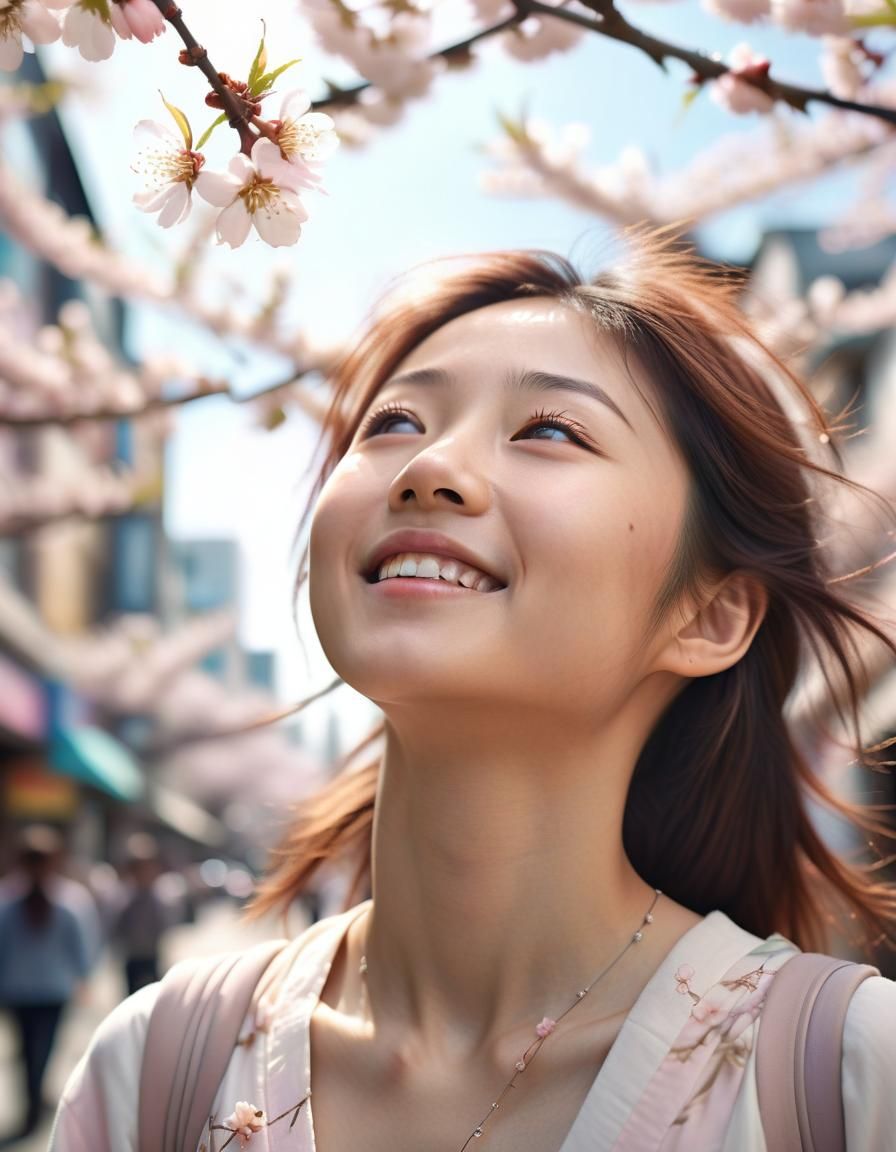 Japanese Woman Portrait in Anime Style