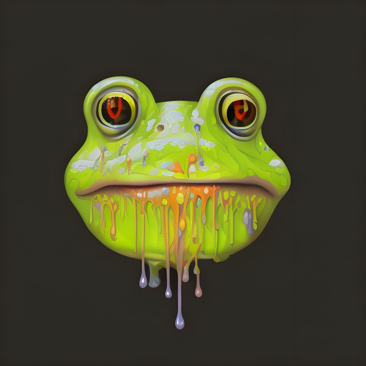 Hyperrealistic Dripping Paint Frog Photoillustration