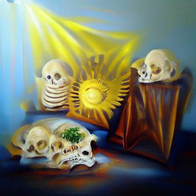 Memento mori sunshine rays VRay oil on canvas beautiful