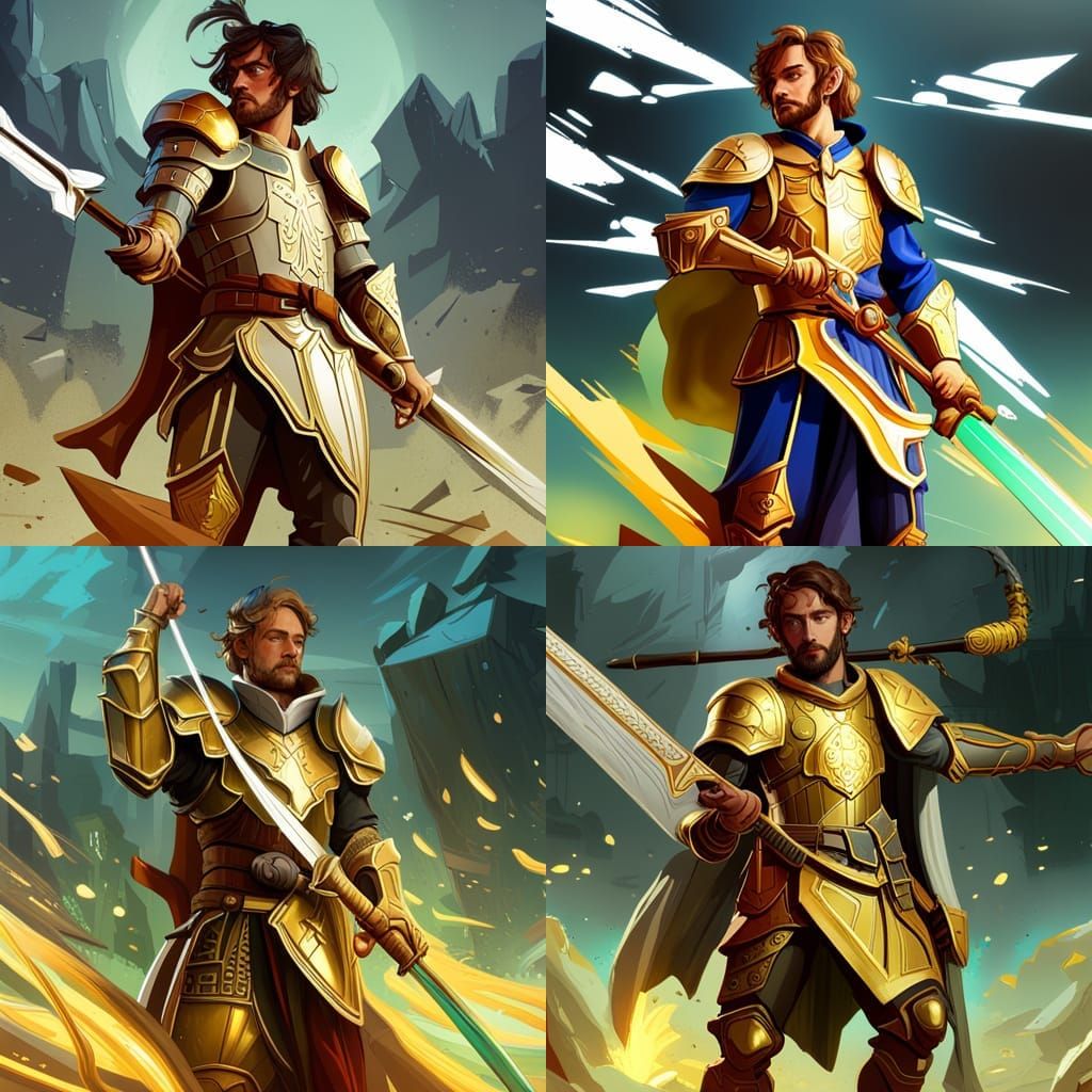 A golden knight sharpening his sword 8k resolution - AI Art