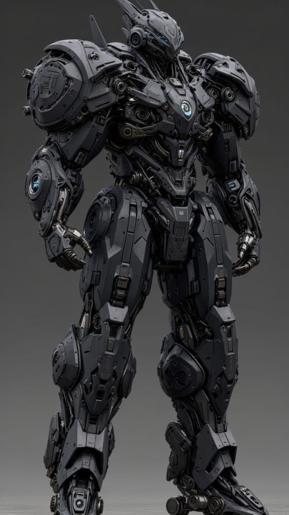 <lora:Combat Machine:1.0> A black mecha combat robot with an extremely intricate and complex mechanical structure on its body, which exudes ...