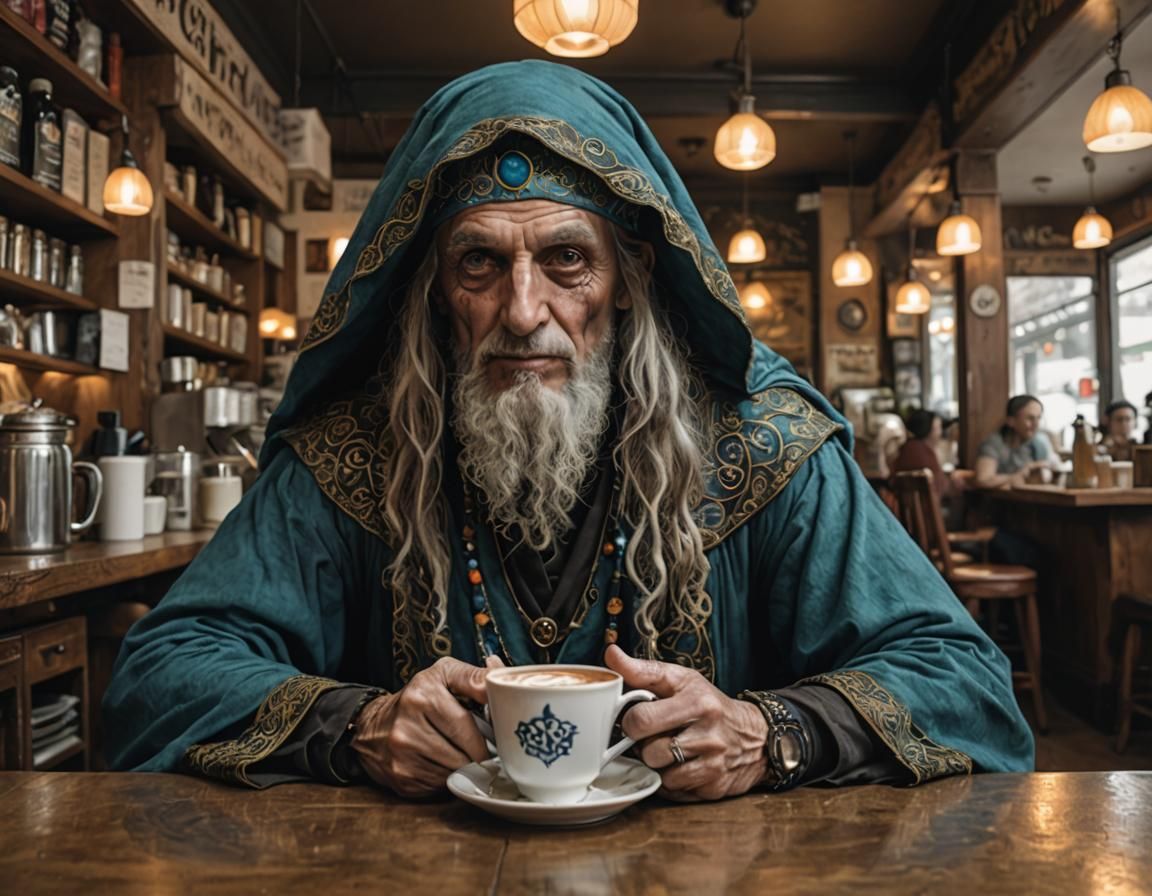 The Mystic Seer in a Cafe  by @SIMULATION23