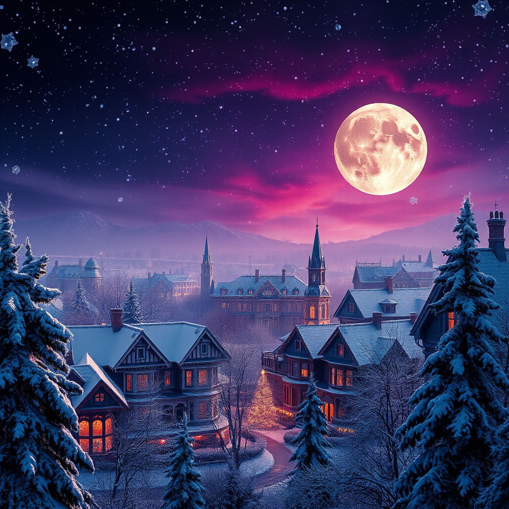 Winter landscape nighttime