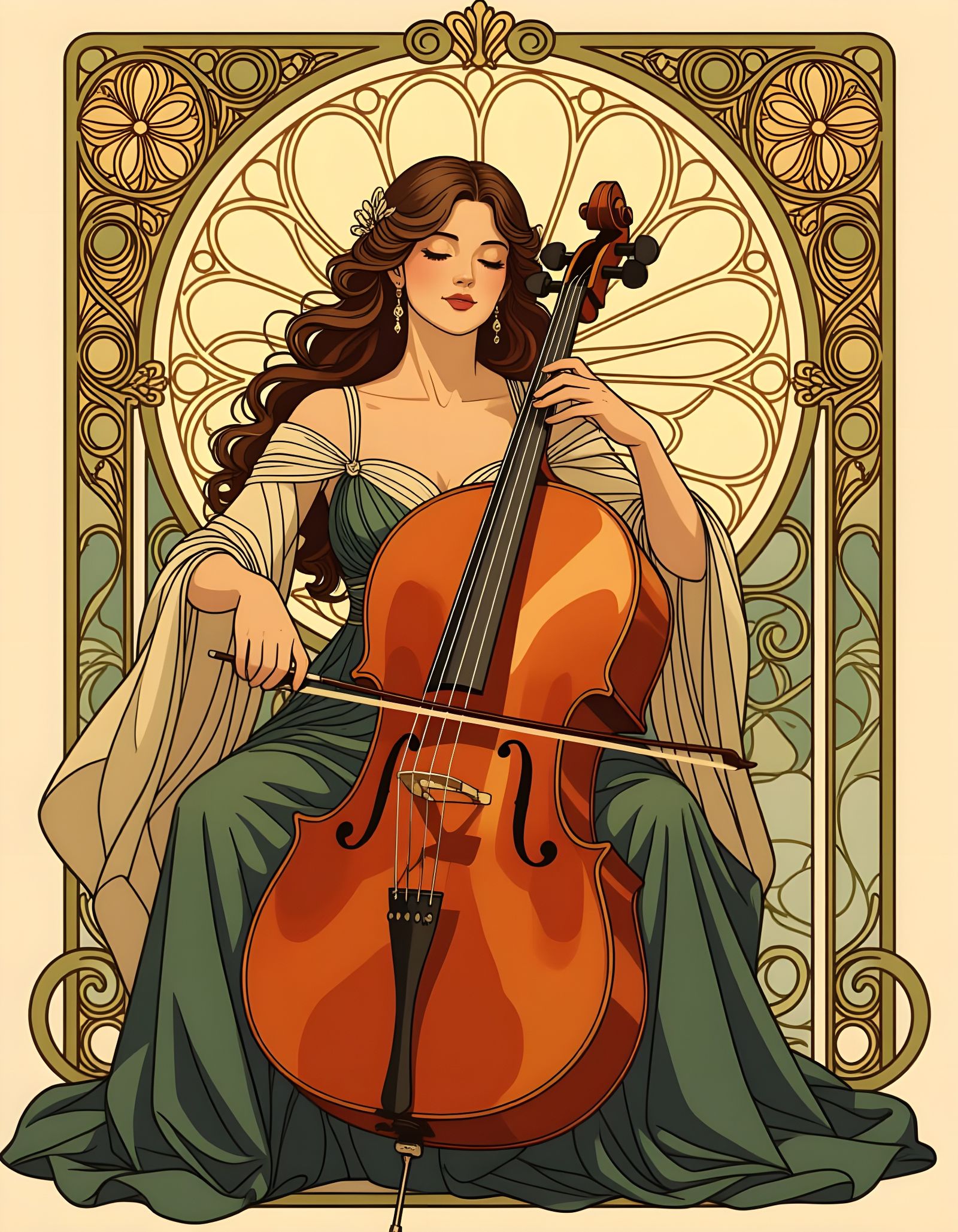 Art Nouveau Cellist  by @Gary Murakami