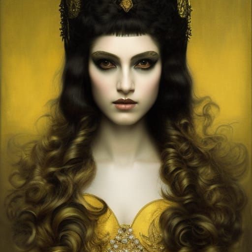 black to gold gradient:chalk and oil symmetrical princess by...