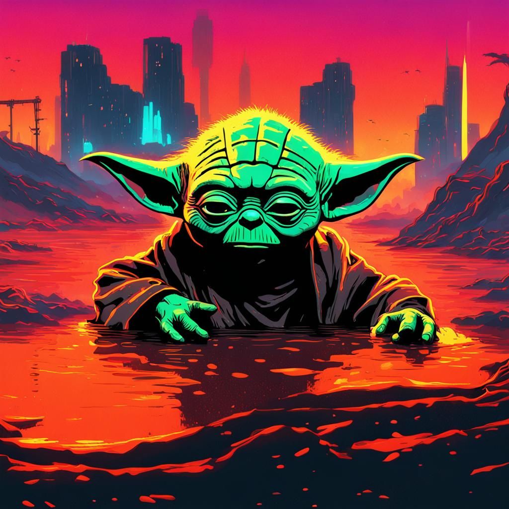 Yoda is taking a swim - AI Generated Artwork - NightCafe Creator