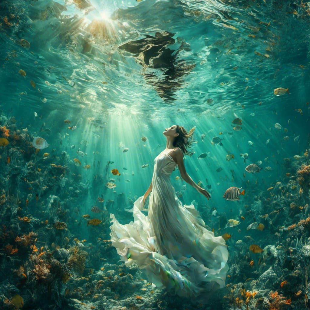 <lora:MJ6 Surrealism v2:1.0> A mirror that reflects underwater scenes, revealing hidden depths beyond, digital surrealism, cinematic atmosph...