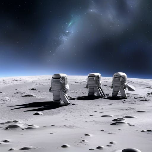 Astronauts in a space Café on an asteroid