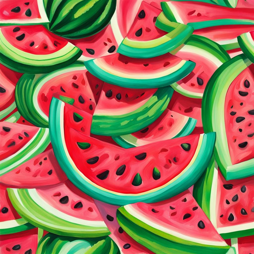 Vibrant Watermelon in Candyland Gouache Wonderland