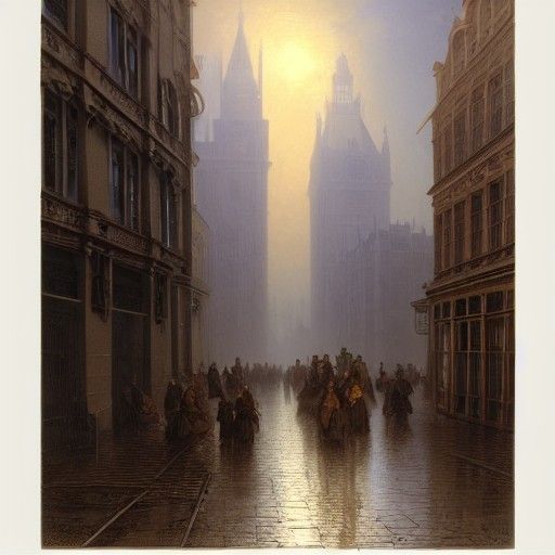 1880s misty London street