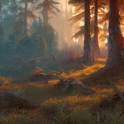 rural forest in golden hour