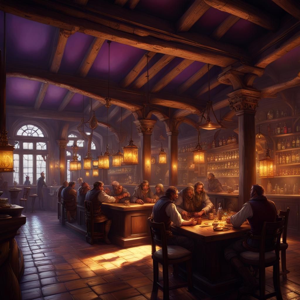 Inside Of A Grand, Busy Tavern - Ai Generated Artwork - Nightcafe Creator