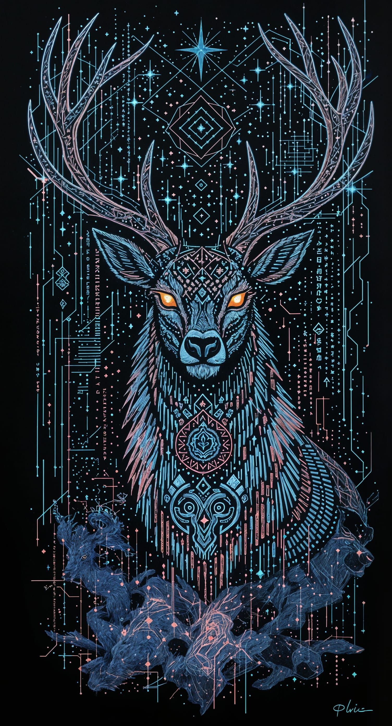 Digital Mythic deer   by @Mertrivers 