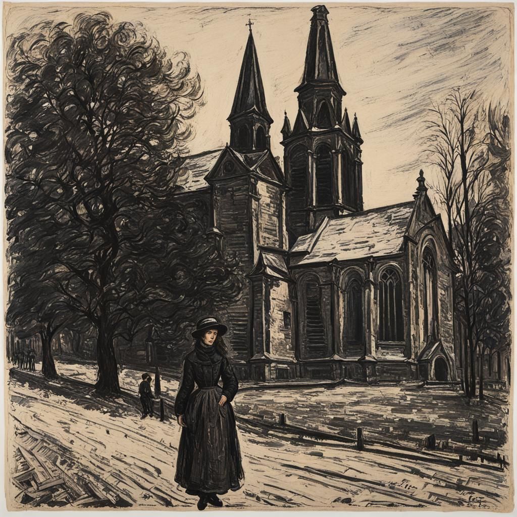 Girl near the church