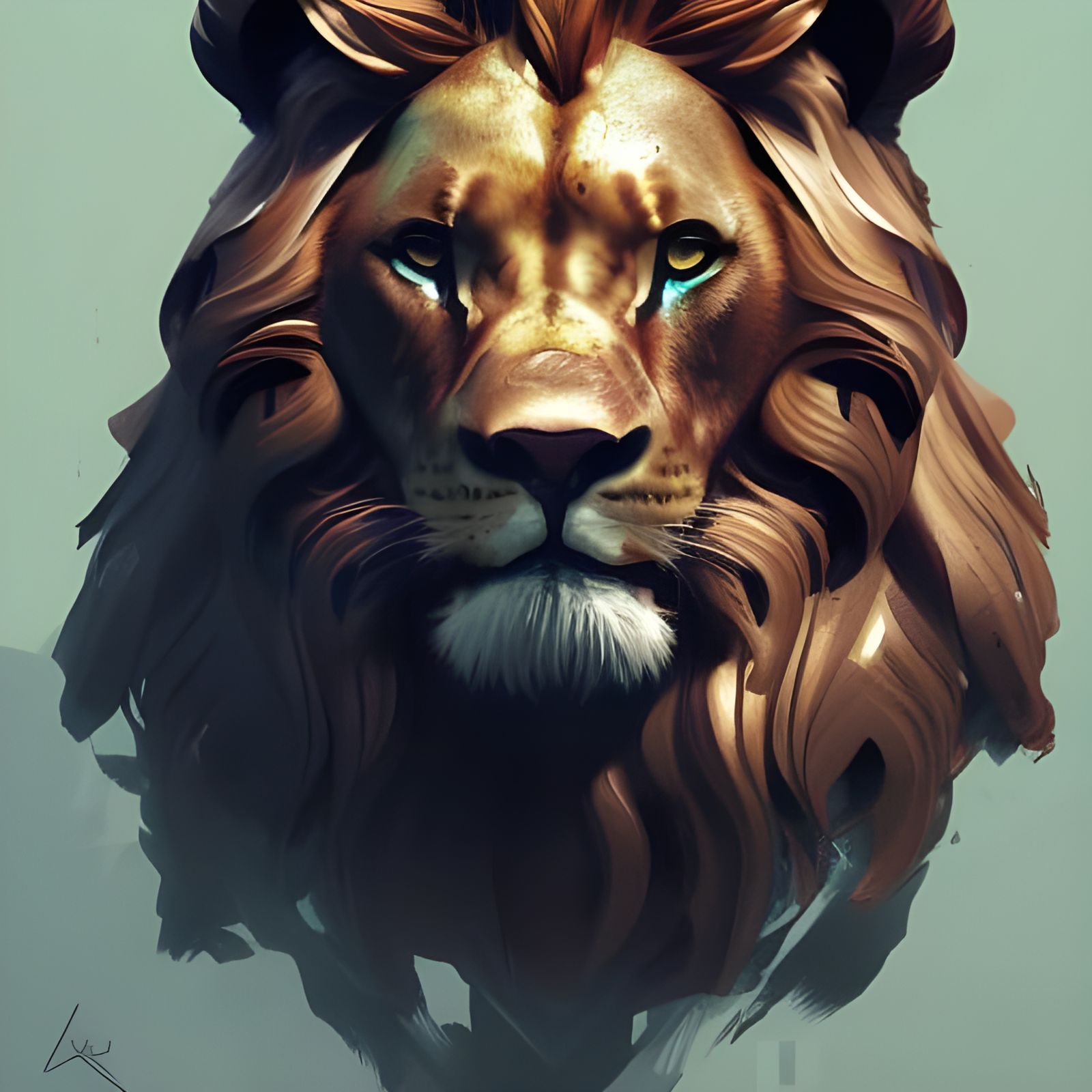 Lion head and shoulders portrait, 8k resolution concept art ...