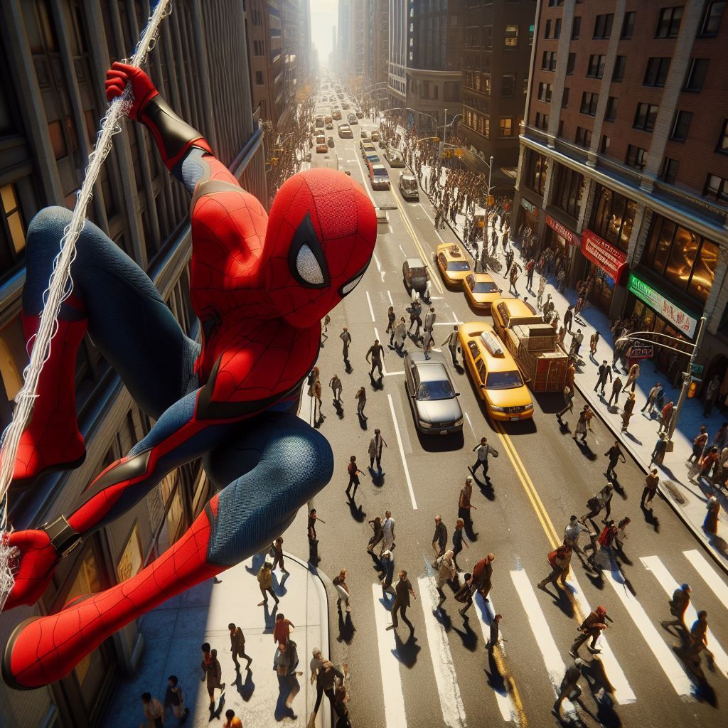 Spider-Man looking down at his city.