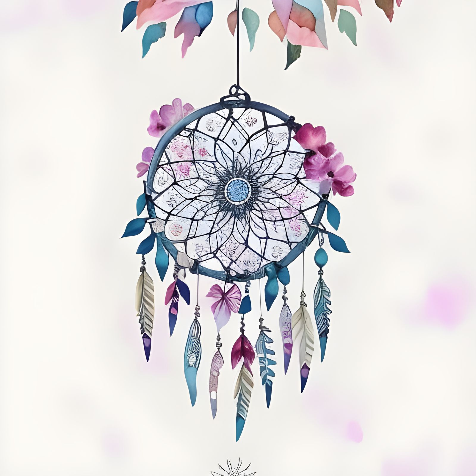 beautiful, watercolor dream catcher, flowers, pastel watercolor ...