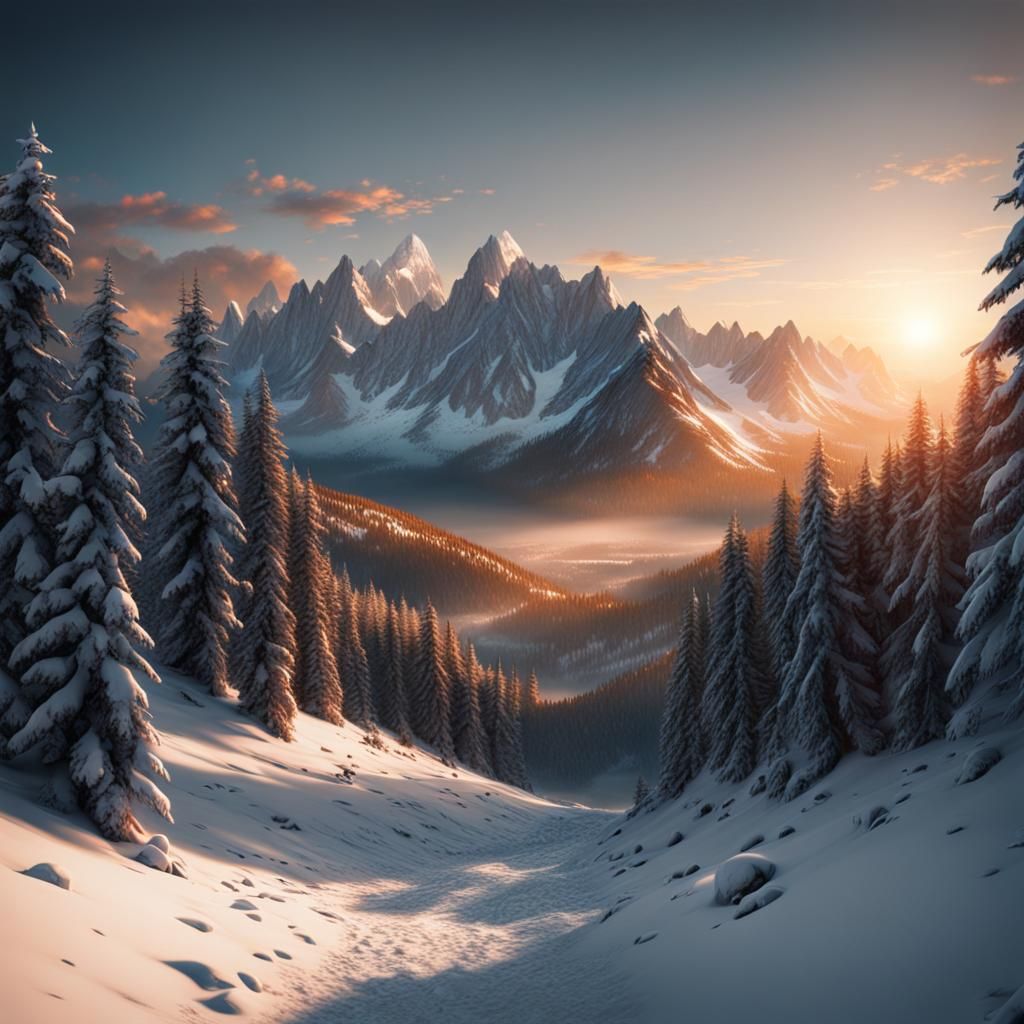 Snowy mountain trails AI Generated Artwork NightCafe Creator
