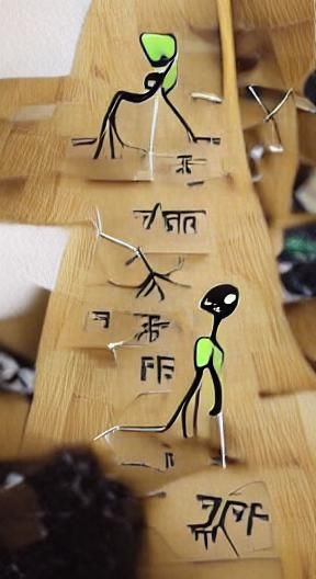 An alien language made of stick figures