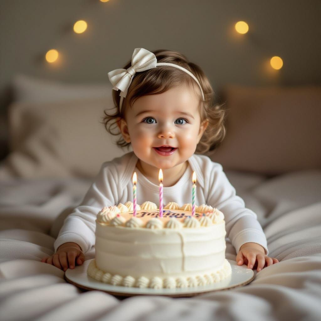 One Year Old Baby Celebrating Birthday Joy