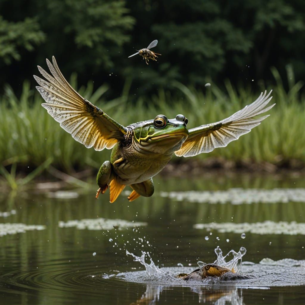 Blooper.... A bullfrog catching a fly in flight  by @EllaBella