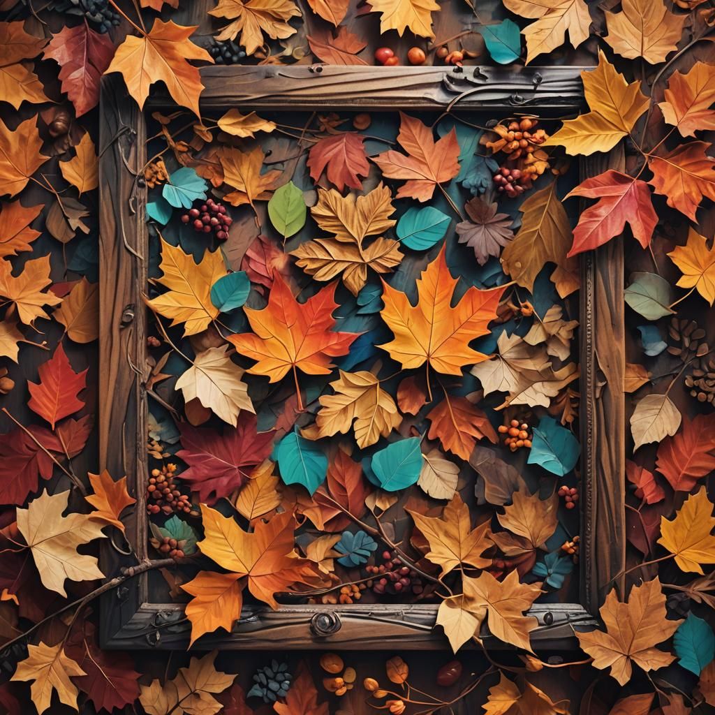 Fall collage in a photo frame