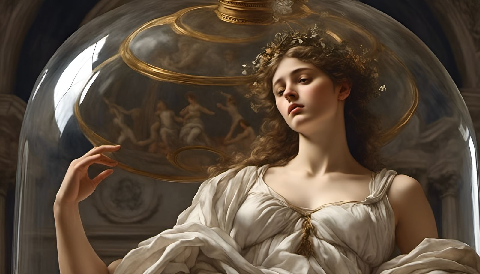 woman Galifrey under a glass dome, amazingly hyper detailed,...