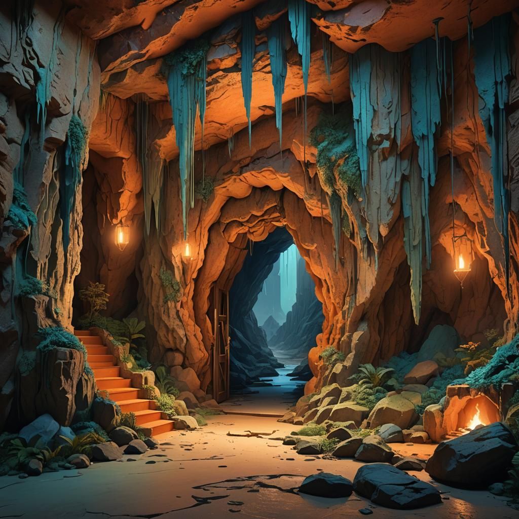 'The image is a digital illustration of a living room with a...