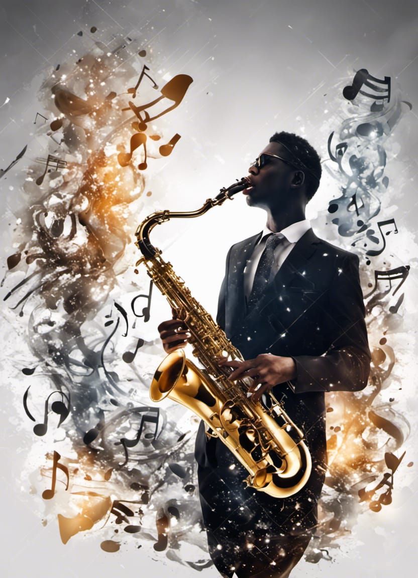 A musician playing a Saxophone AI Generated Artwork NightCafe Creator