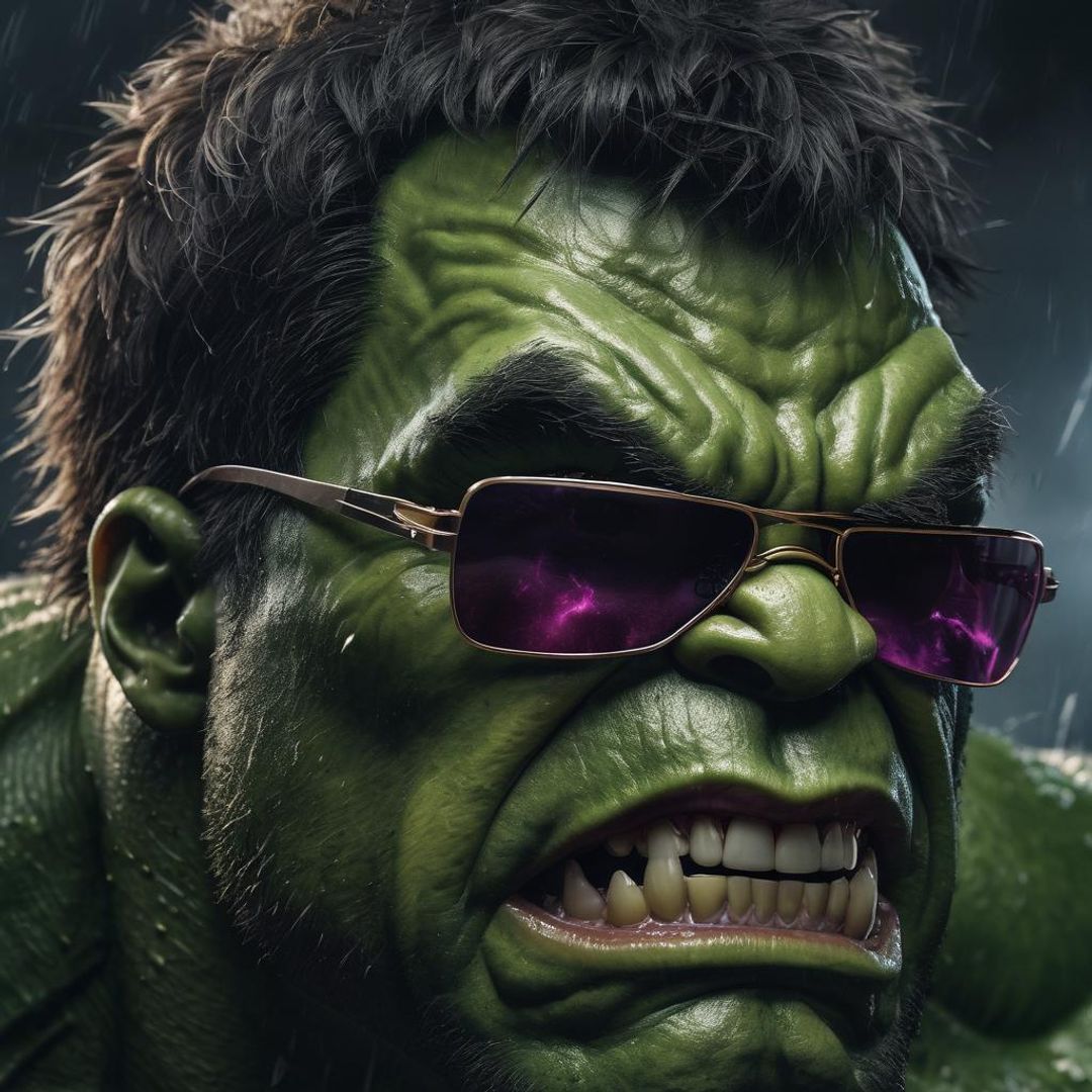 Mighty Hulk wearing sunglasses - AI Generated Artwork - NightCafe Creator
