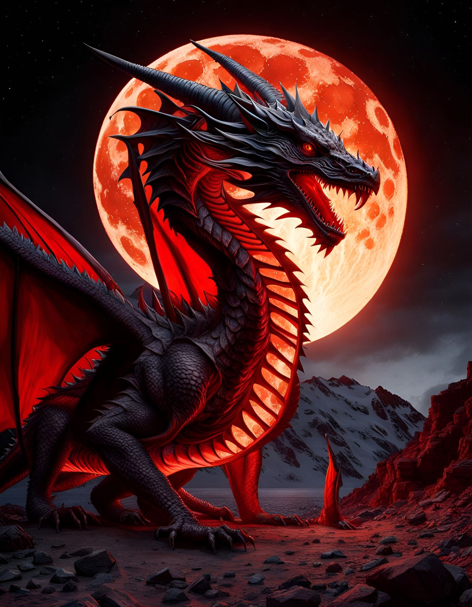 Crimson Fire Dragon - AI Generated Artwork - NightCafe Creator