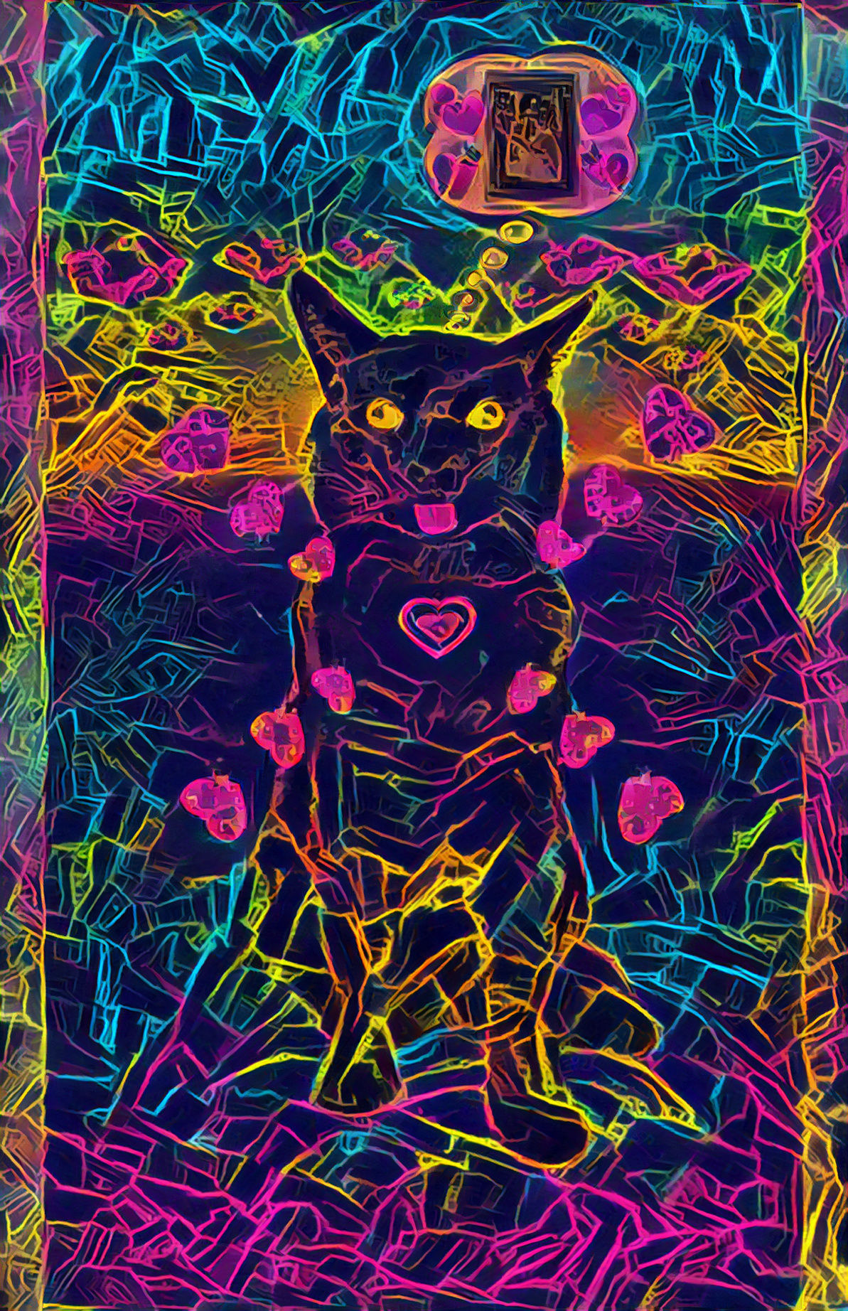 Dashing Neon Black Cat