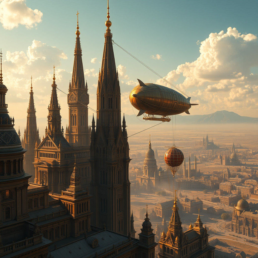 Majestic Tartarian Cityscape in Golden Light